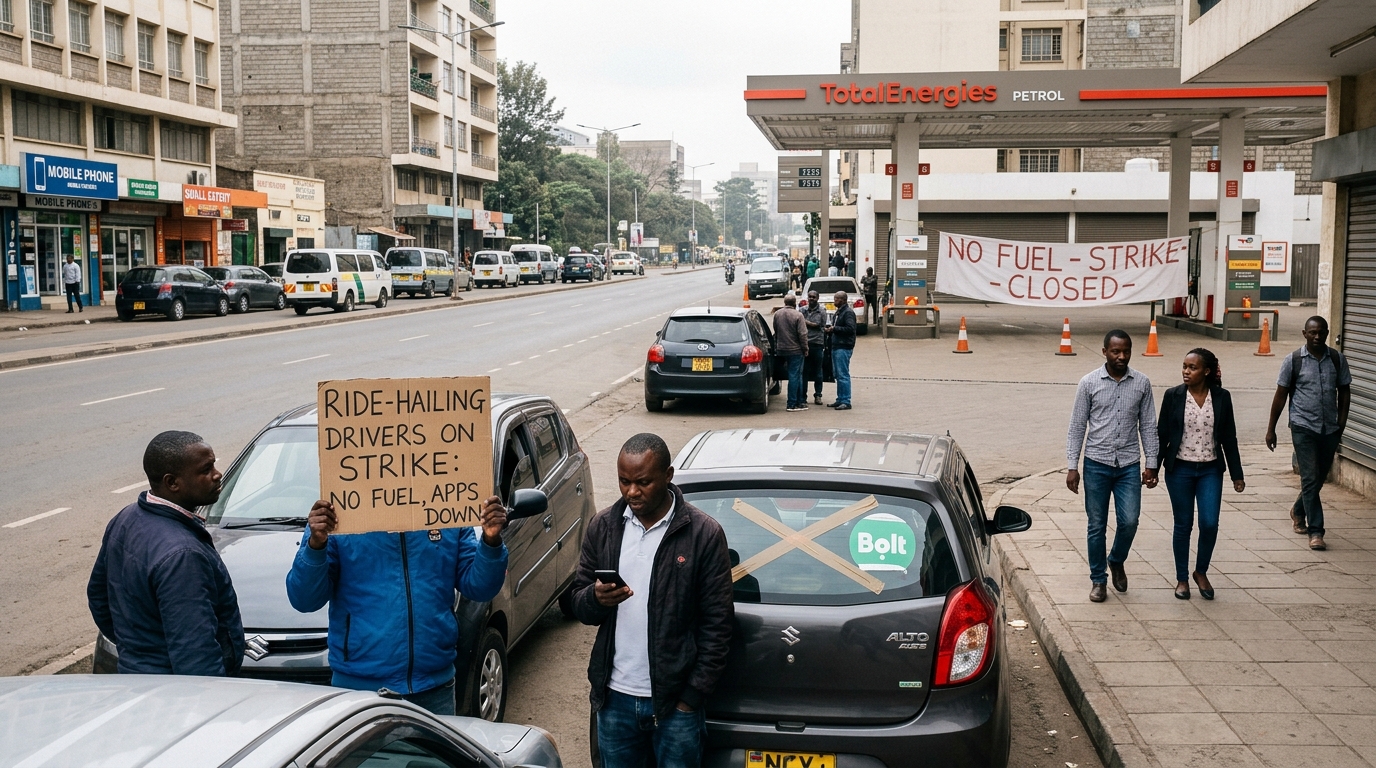 Nairobi Transport Crisis Ride-Hailing Drivers Dump Apps as Fuel Strike Shuts Down City